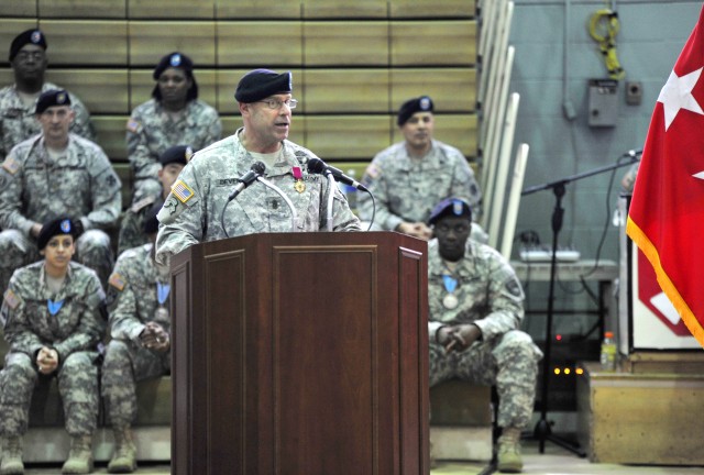 Command Sgt. Maj. Ray A. Devens says goodbye