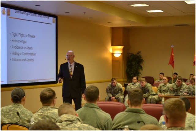 Air Defense Soldiers Learning about Resiliency 