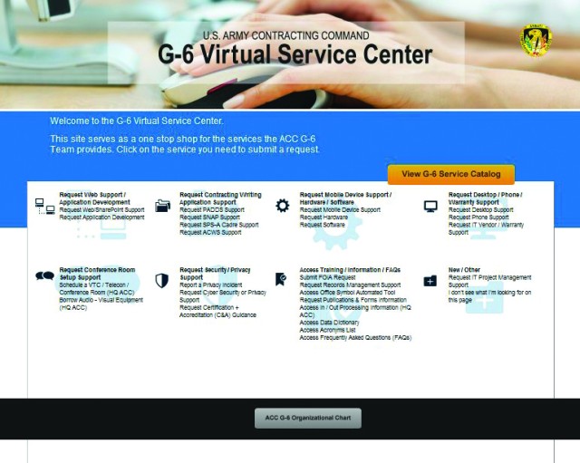 Virtual Service Center Screen Shot