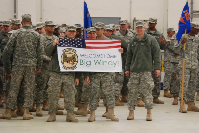 "Big Windy" soldiers blow back home