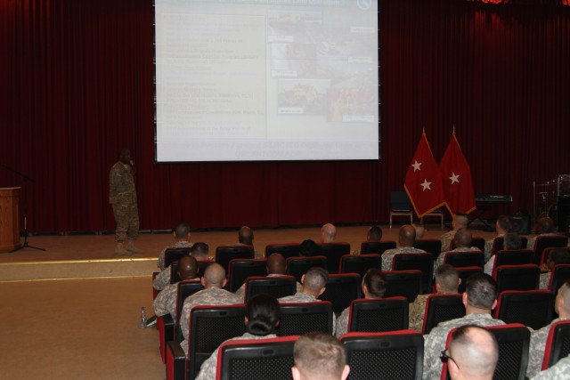 TSC commander provides 'state of the command' to Soldiers