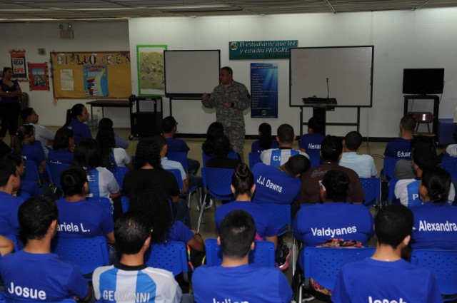 Gen. Burgos shares his personal story with local students