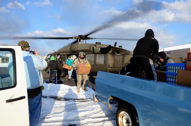 Virginia National Guard aviators deliver supplies to iced-in Tangier Island