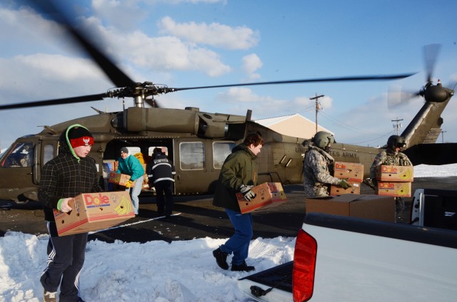 Virginia National Guard aviators deliver supplies to iced-in Tangier Island