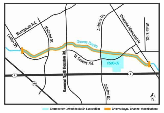 Greens Bayou Flood Damage Reduction Map