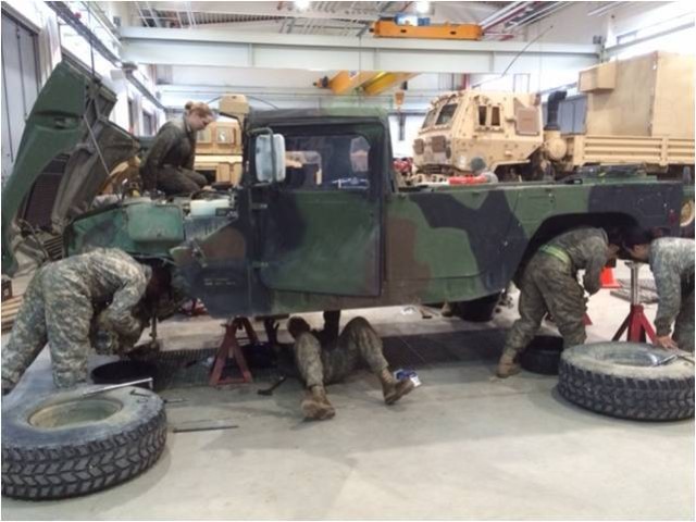 Who's maintaining our vehicles and equipment prepositioned in Europe?