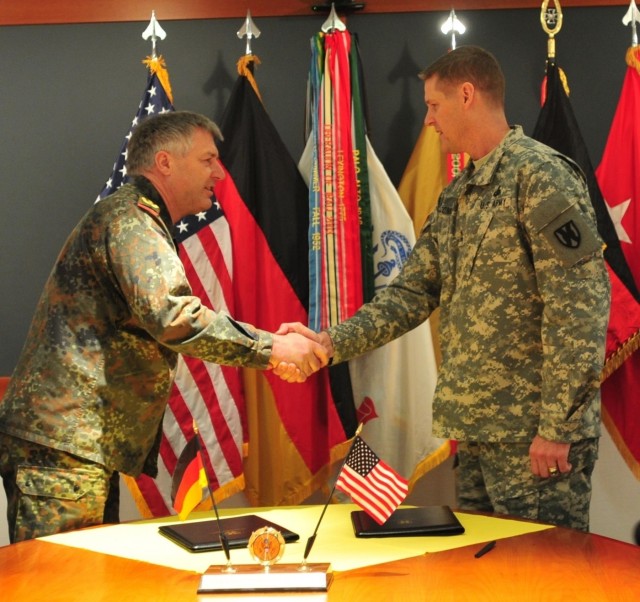 21st TSC and Bundeswehr Logistics Command sign historical document