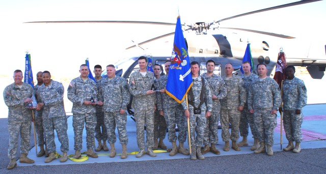 2916th Aviation Battalion senior leaders display their U.S Forces Command aviation safety awards