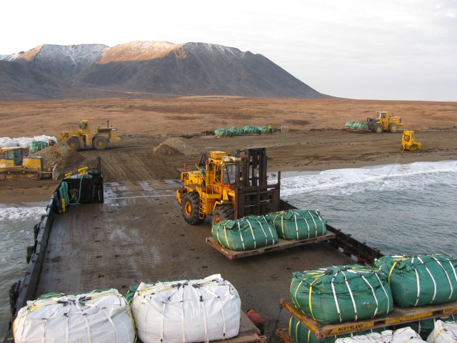 Barge with contaminated soil