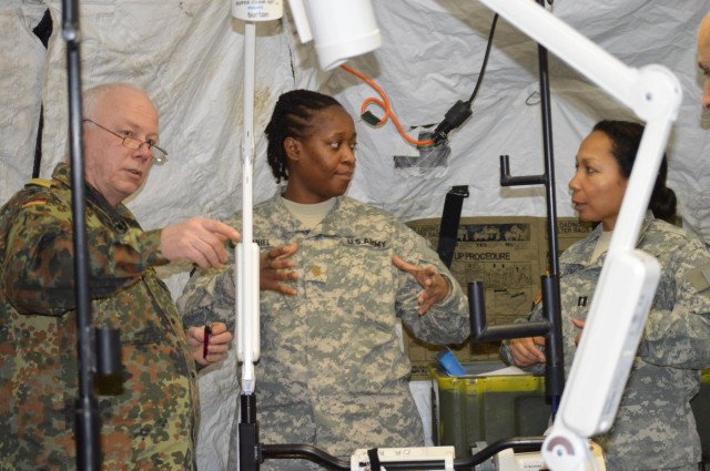 Discussing the equipment layout