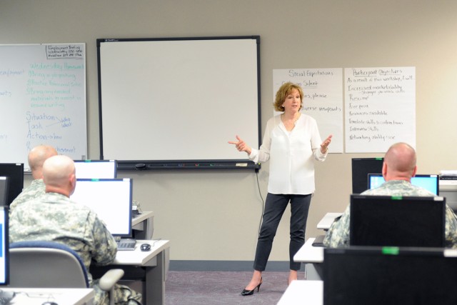 Dr. Susan Kelly at Fort Hood TAP course