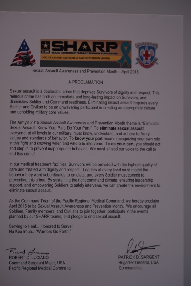 PRMC's Sexual Assault Awareness and Prevention Month Proclamation