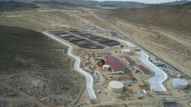 Aerial view of Fort Irwin's new water treatment plant now under construction.