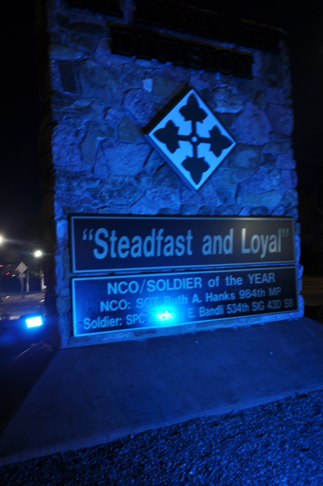Fort Carson main gate 'goes blue' for autism