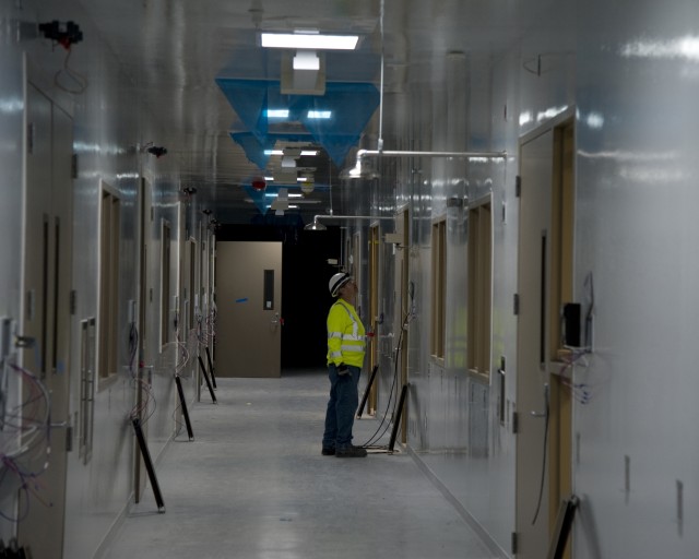 The Biosafety Level 2 hallway in the $30 million Life Sciences annex now under construction