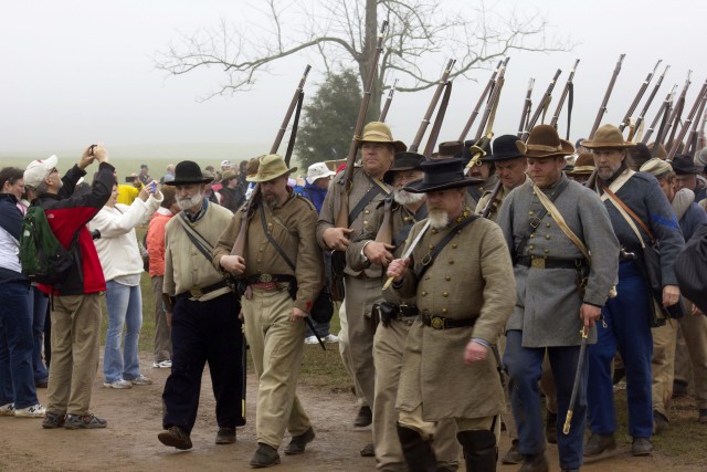 Surrender!  Ceremony, reenactment at Appomattox mark 150th anniversary of Lee's surrender to Grantc