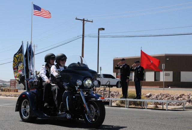 Brig. Gen. Joseph Martin and Command Sgt. Maj. Stephen Travers salute