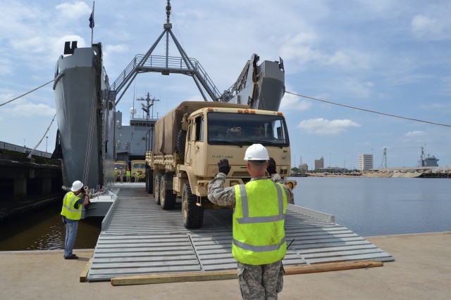 Ground Soldiers take to the sea; provides expeditionary sustainment