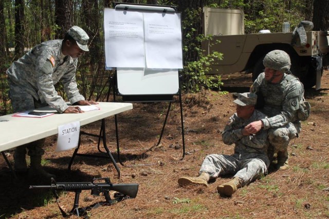 Sgt. Robert McDaniel shows profiency in 597th Trans. Bde. Best Warrior competition