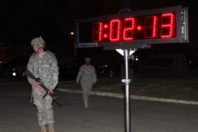Pfc. David Dell completes six-mile roadmarch in record time during Best Warrior competition