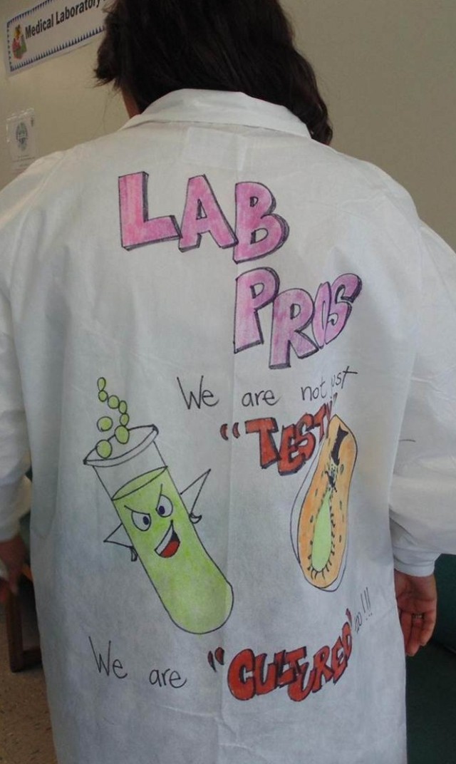 USAHC-SB laboratory staff decorates their lab coats for laboratory week
