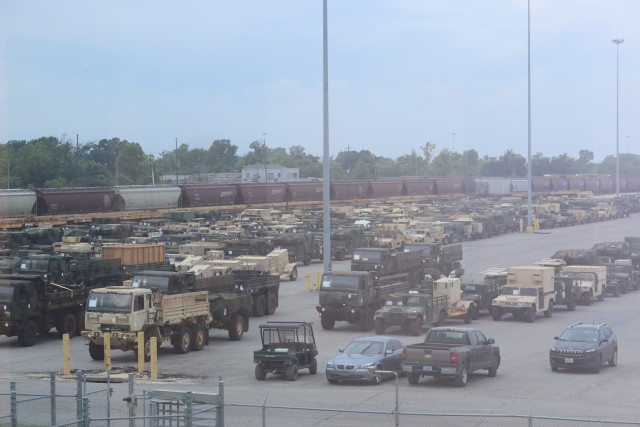 25th ID vehicles in staging yard at Port of Beaumont, Texas.