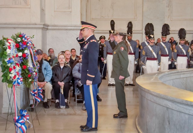 Col. William Graham, Commander, North Atlantic Division of the U.S. Army Corps of Engineers participates in a wreath laying ceremony at the General Grant National Monument in New York City