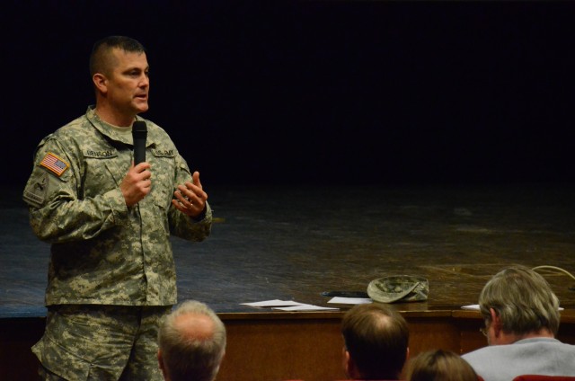 COL Benson speaks at town hall
