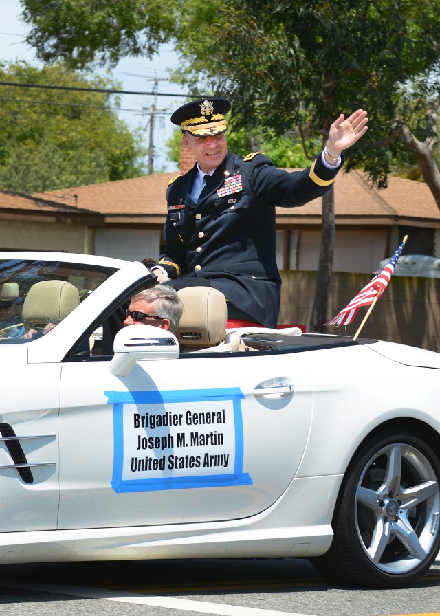 Brig. Gen. Joseph Martin waves in the 56th Annual Torrance Armed Forces Day Parade
