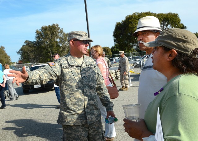 Sgt. Thomas Falkowski speaks with public at 2015 Torrance Armed Forces Day Celebration