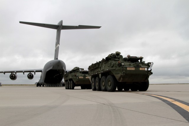 Raider Brigade Strykers meet the Globemaster III