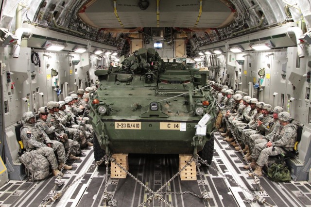 Raider Brigade Strykers meet the Globemaster III