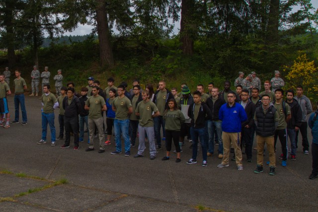 Recruits stand in formation