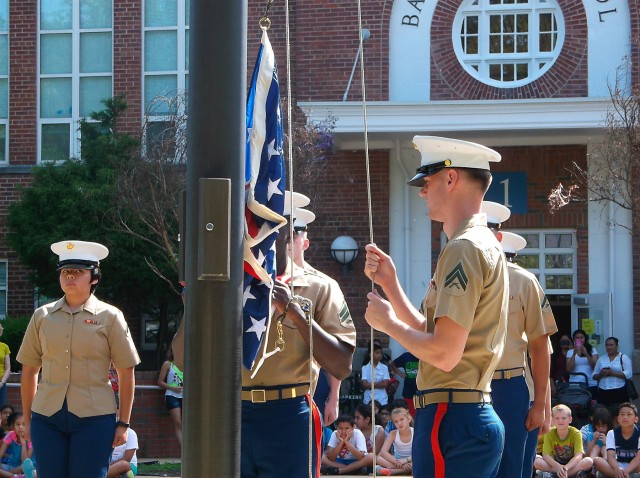 Marines bring traditional flag raising ceremony to Barcroft Elementary School
