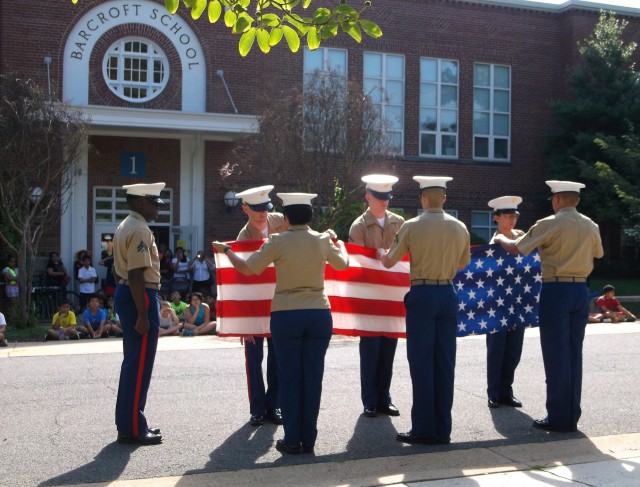 Marines bring traditional flag raising ceremony to Barcroft Elementary School
