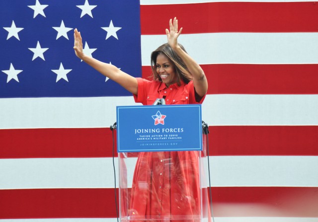 First Lady of the United States waves Vicenza Military Community