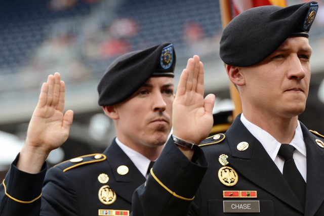 Soldiers score home run during Army Day at Nationals Park