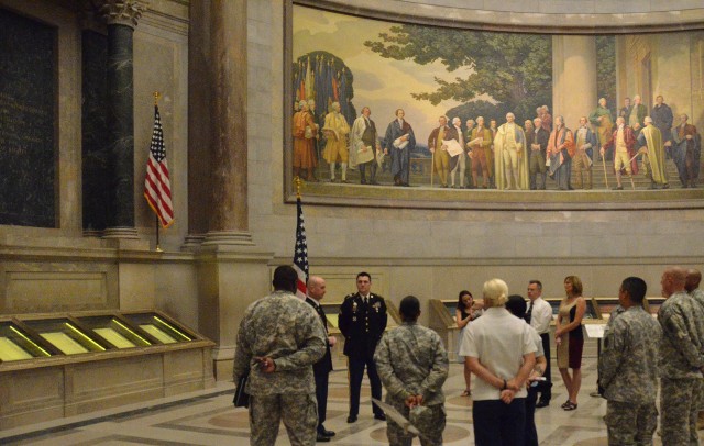 Medic Takes Oath with Charters of Freedom 