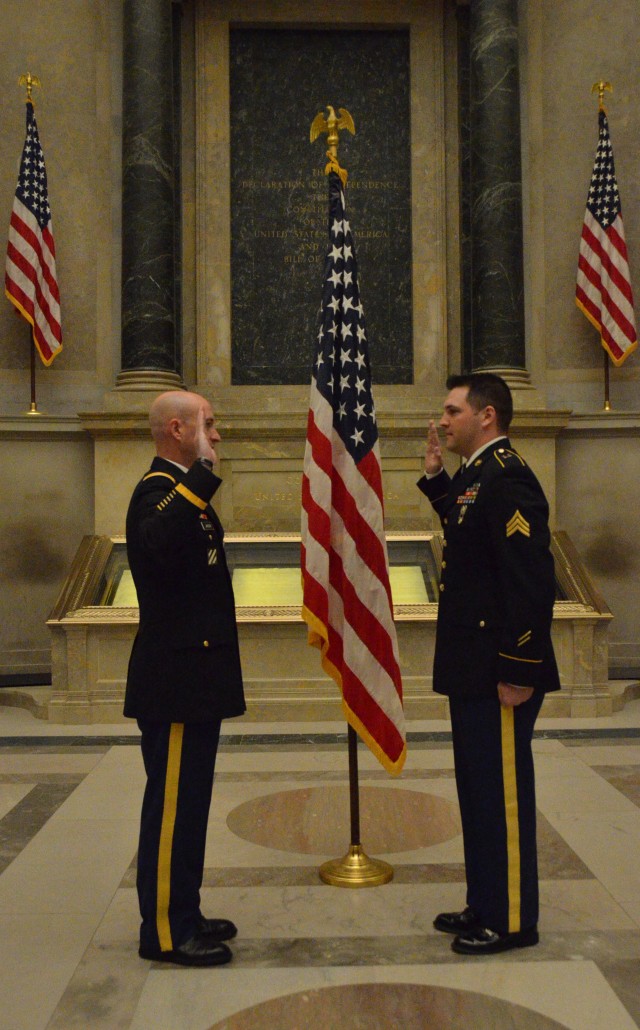 Medic Takes Oath with Charters of Freedom 