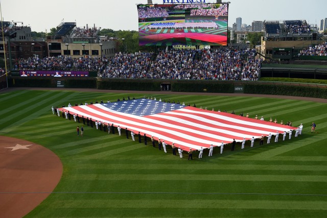 Service members receive honor during Chicago Cubs Independence Day game
