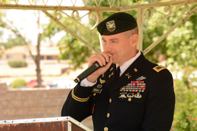 Col. Jon Braga speaks at Memorial Day ceremony at Mountain View Cemetery in Barstow
