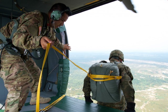 Paratroopers drop over Nowa Deba, Poland