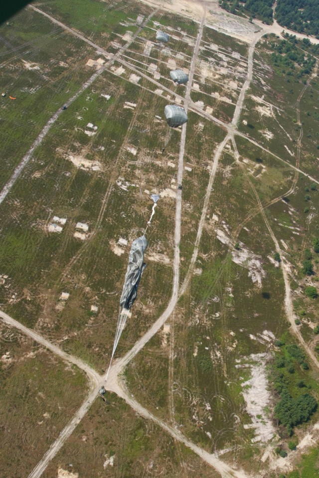 Paratroopers drop over Nowa Deba, Poland