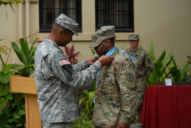 RHC-P CG present Sergeant Audie Murphy Medallion to Staff Sgt. Allen