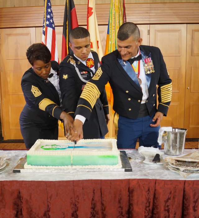 Cutting the cake.