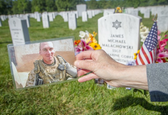Gold Star mother visits her son in Section 60
