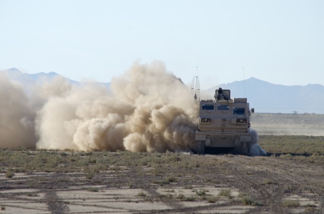 MLRS improved cab kicks up dust