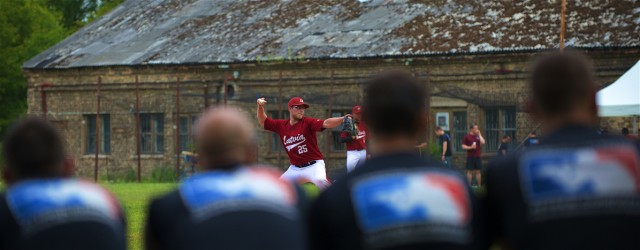 US Soldiers play Latvian National Baseball Team in esprit de corps game