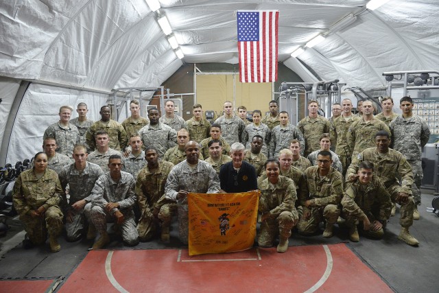 Secretary of the Army visits with 1-7 ADA Soldiers in Southwest Asia