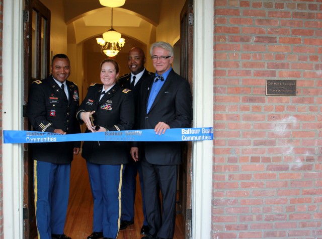 Ribbon cutting at the Command Sgt. Maj. Mary E. Sutherland Community Center